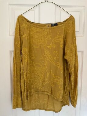 Boho Paisley Long-Sleeve Top in Mustard
